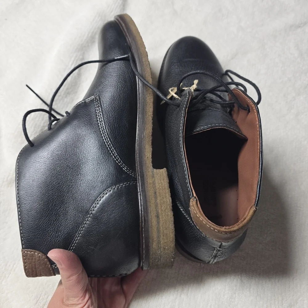 Johnston & Murphy McClain Chukka Boots Mens 10.5 M Black Leather Crepe Sole...‎